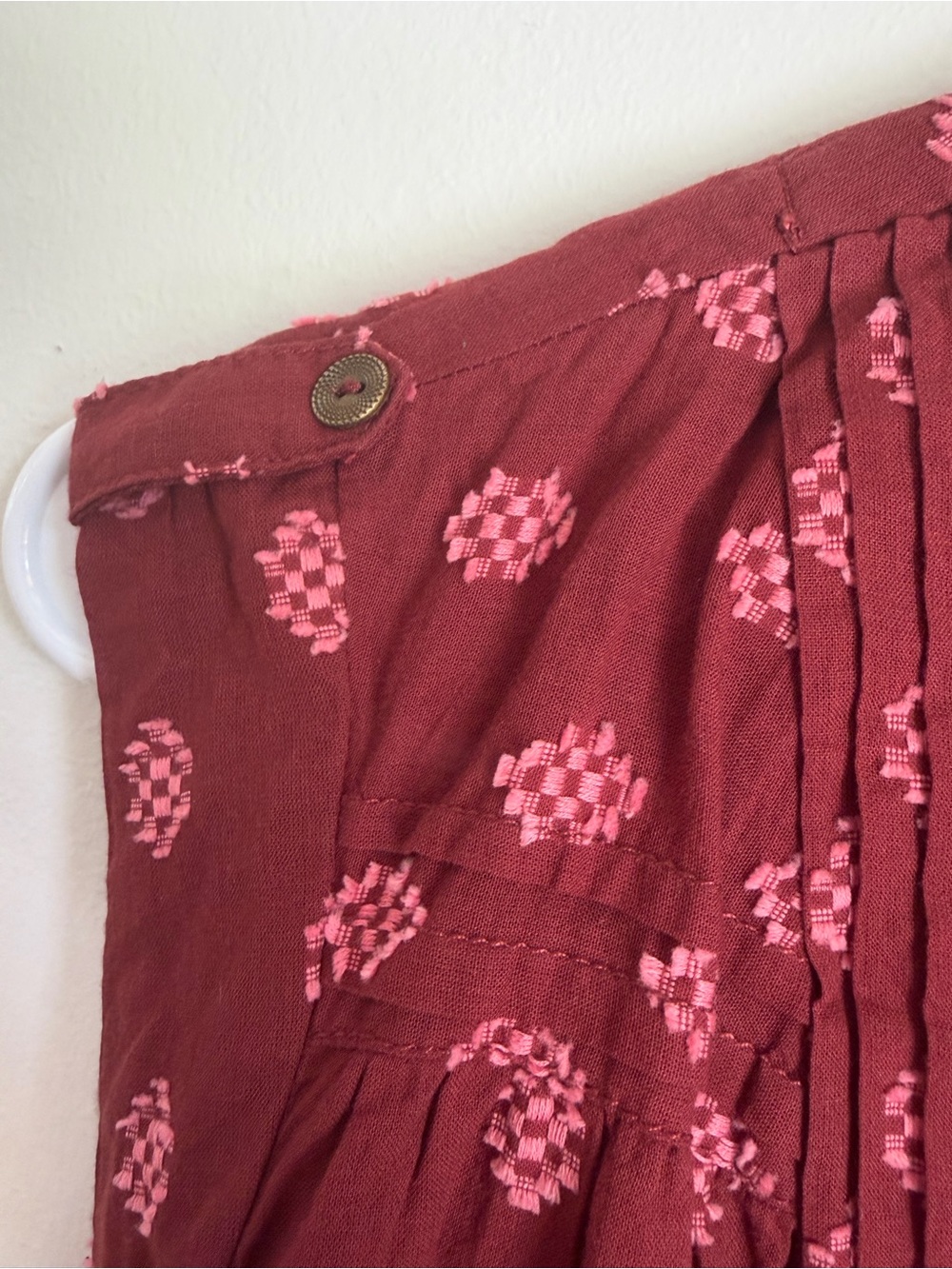 Anthropologie Burgundy Printed Smocked-Waist Sleeveless Tank - Picture 7 of 8